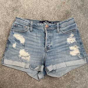 Hollister Women's Distressed Light Blue Jean Shorts